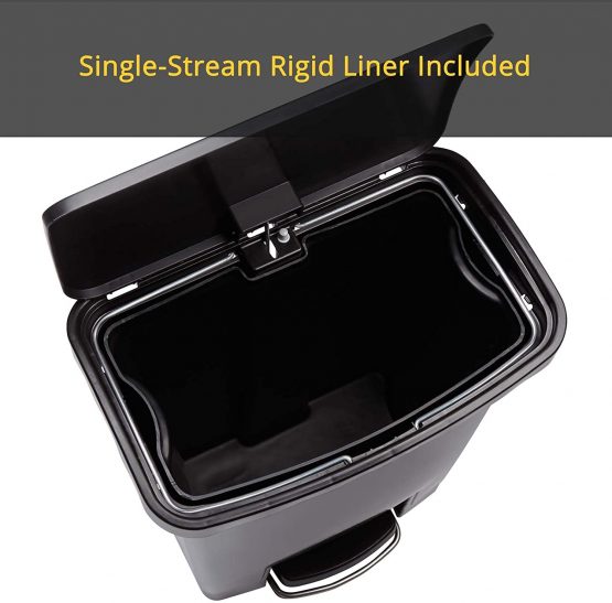 Rubbermaid Commercial Products 1900697 30 Litre Front Step Step-On Stainless Steel Wastebasket Rigid Liner - Image 4