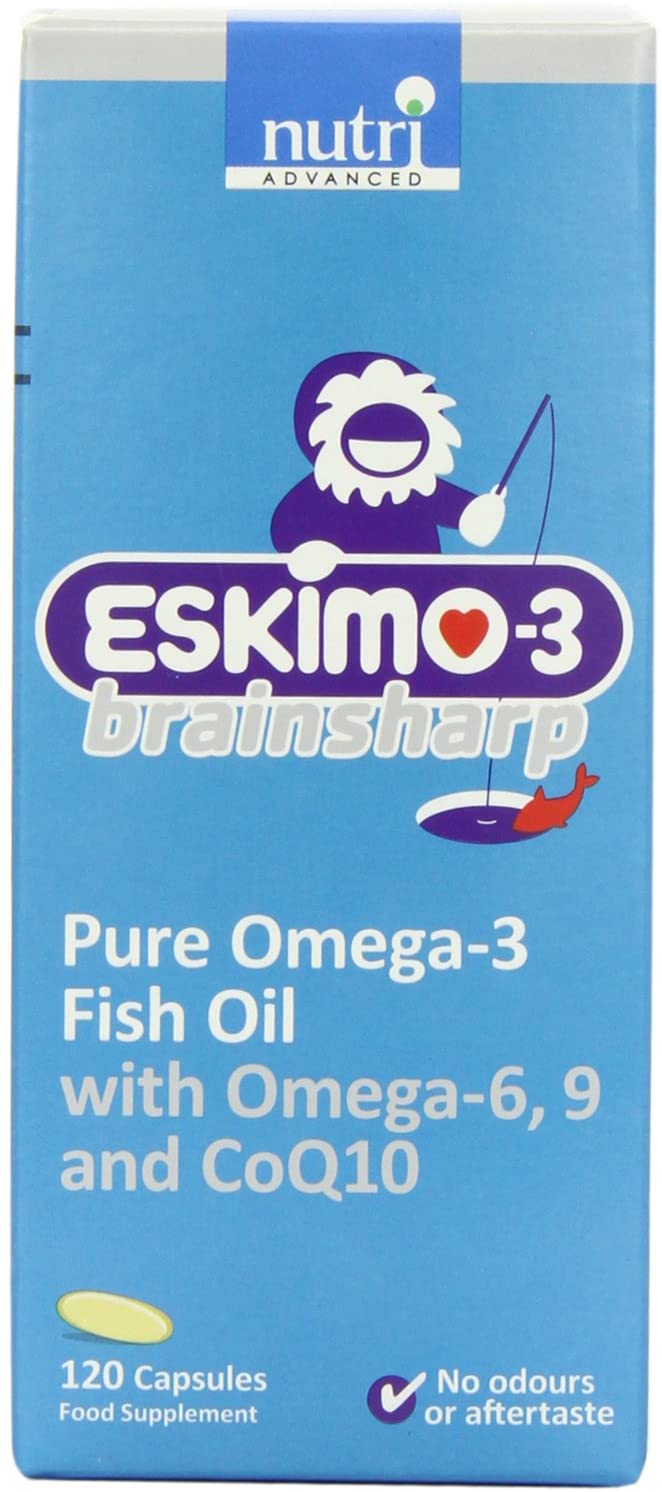 Eskimo-3 Brainsharp Fish Oil by Metagenics - Omega-3, 6 & 9 + CoQ10 for Memory & Concentration - 960mg EPA & DHA - 120 Capsules