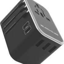 iBlockCube Universal Travel Adapter, World's First 35W Dual USB Type C 3 USB Ports with 3.5A Fast Speed Charger All in One Universal Adaptor Compatible for 150+ Countries Silver
