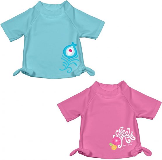 i play Mix n Match Short Sleeve Bow Rashvest for Girls (3-6 Months, Newborn, Light Pink Mum Garden) - Image 3