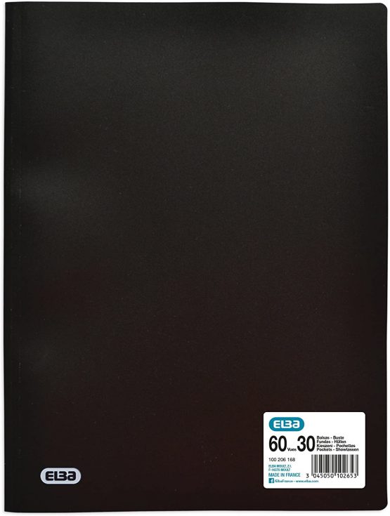 Elba 491063 A4 Polypropylene Folder with 30 Pockets - Black