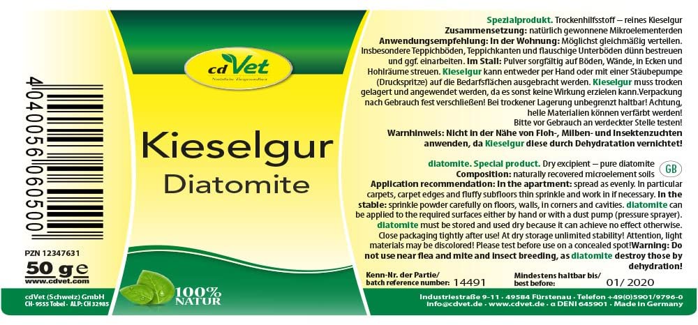 cdVet Naturprodukte Kieselgur 50 g - Dog, cat, bird, small animals - Dry excipient - moistue-binding - binds flea + mite faeces - stable hygiene - stable climate - 100% natural - diatoms - - Image 2