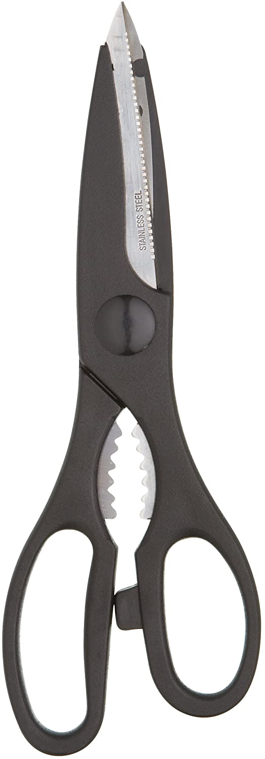 KitchenCraft Kitchen Scissors with Bottle Opener, Stainless Steel, Multi Purpose Shears 21 cm (8.3''), Black