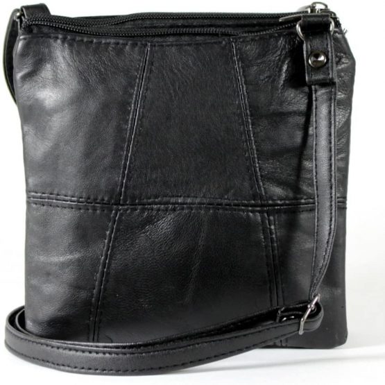Lorenz Ladies Small Genuine Soft Leather Cross Body / Shoulder Bag (1) # 1941 - Black - Image 4
