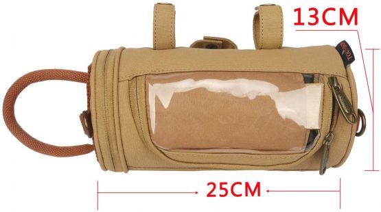 TOURBON Wasterproof Canvas Bike Panniers Bicycle Pouch Handlebar Bag - Khaki - Image 4