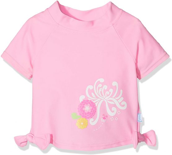 i play Mix n Match Short Sleeve Bow Rashvest for Girls (3-6 Months, Newborn, Light Pink Mum Garden)