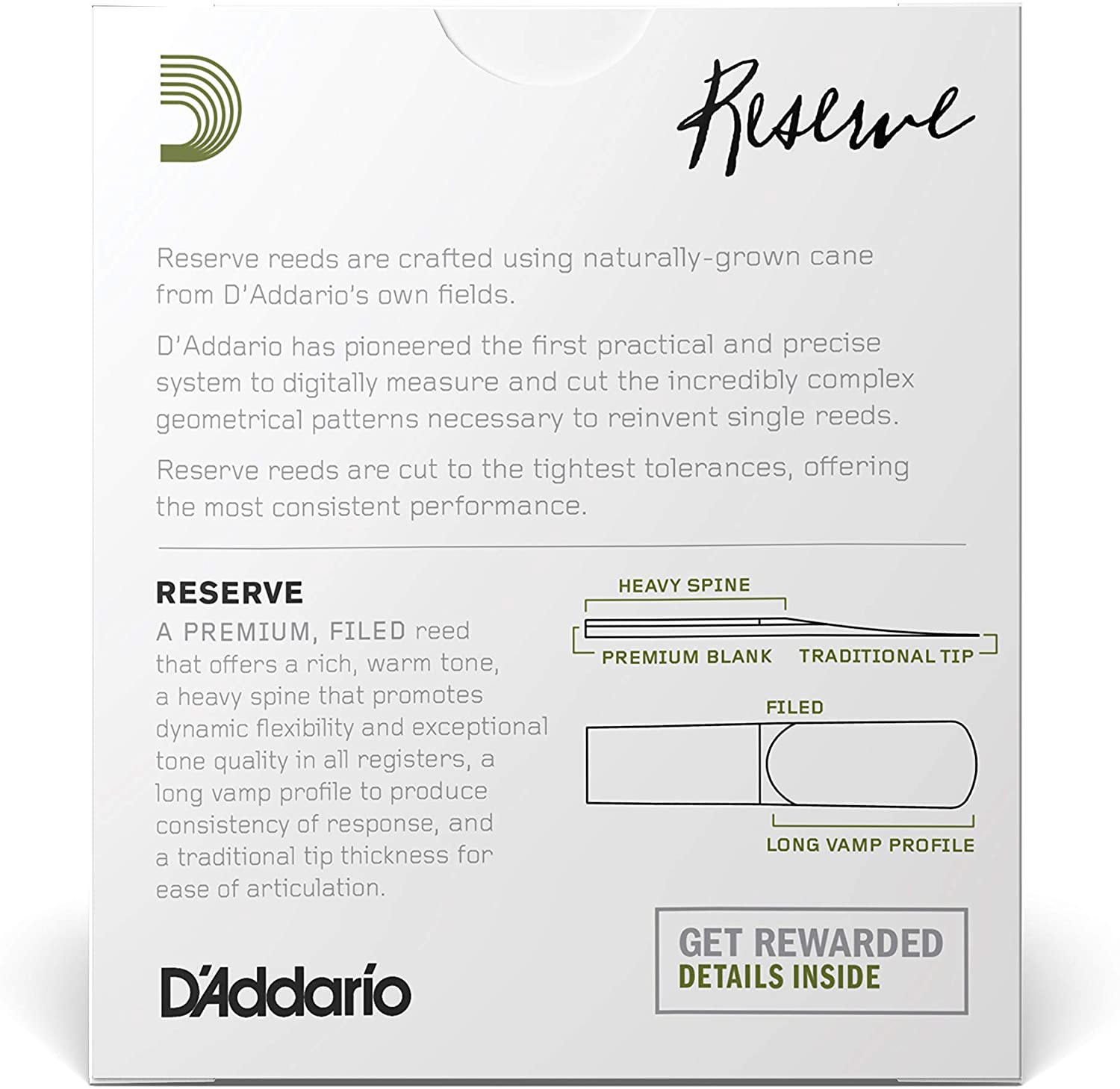 D'Addario Woodwinds Reserve Alto Saxophone Reeds - Sax Reeds - Thick Blank Reed for Rich Warm Tone - 2.5 Strength, 10 Pack - Image 3