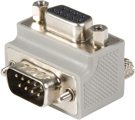 StarTech Right Angle DB9 to DB9 Serial Cable Adapter Type 2 - M/F (GC99MFRA2),Grey