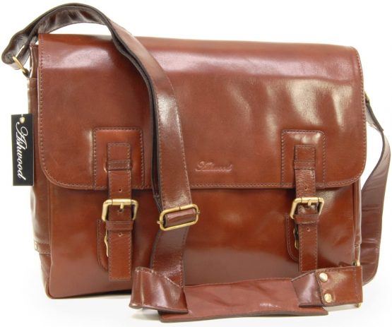 ASHWOOD - Briefcase Cross Body Messenger Bag - Laptop Bag/Business Office Work Bag - Genuine Leather - JASPER