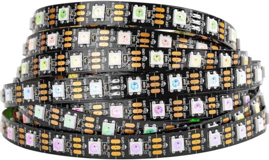BTF-LIGHTING WS2812b 60leds/Pixels/m Flexible Black PCB Individually Addressable Led Strip Dream Color Non-Waterproof DC5V 16.4ft 5m