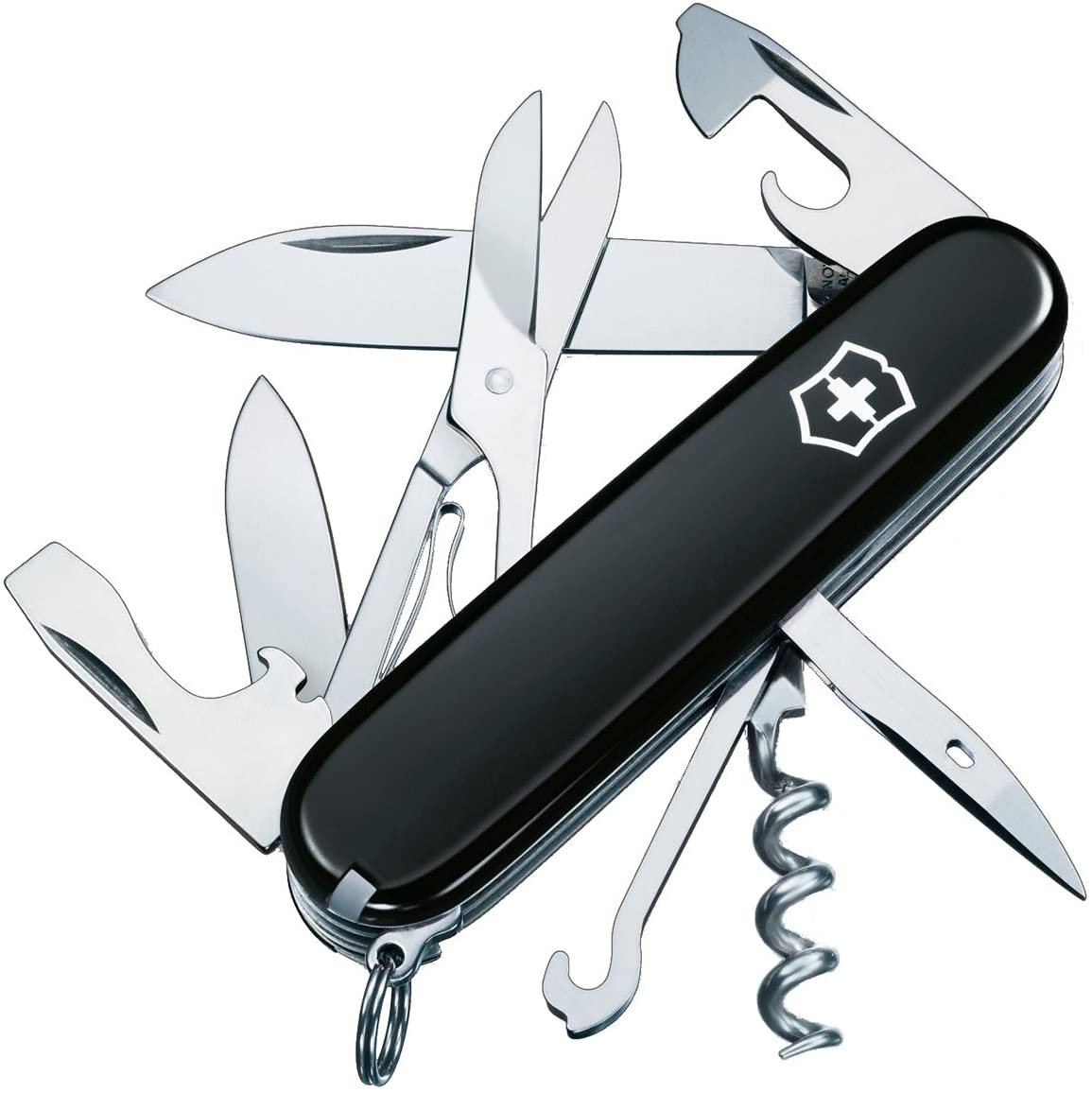 Victorinox Climber Swiss Army Knife, Medium, Multi Tool, 14 Functions, Blade, Bottle Opener, Black, 9 cm