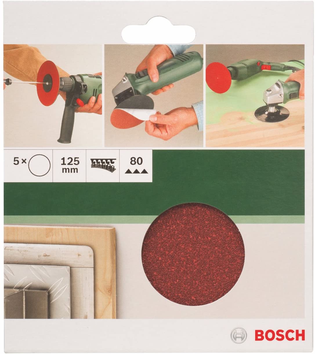 Bosch 2609256B44 Sanding Sheet Set for Angle Grinder and Drill (5-Piece), Red, Körnung 80 - Image 2