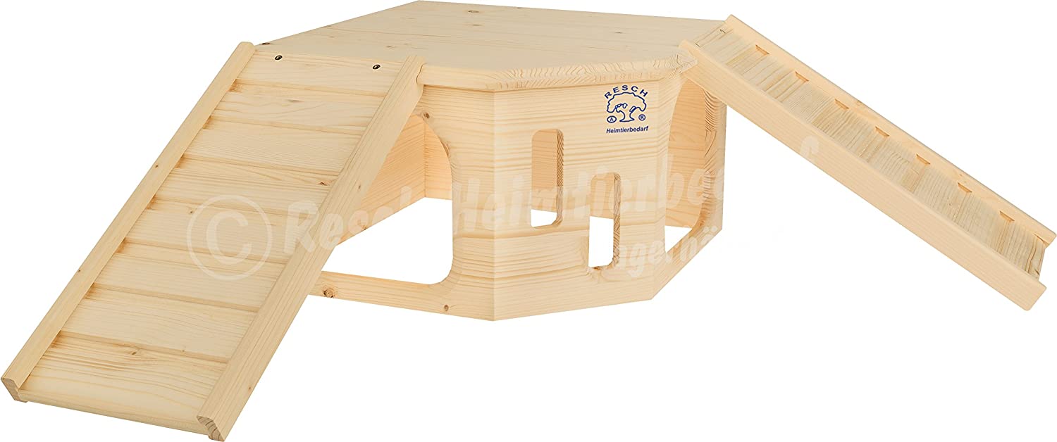Resch No32 Rodent Corner XL Natural solid wood made of spruce/With 2 hidden entrances under the two staircases and an enormous roof patio area - Image 2