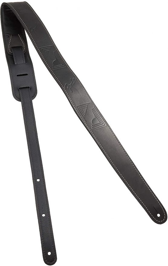 Fender Guitar Strap Leather Monogrammed Black