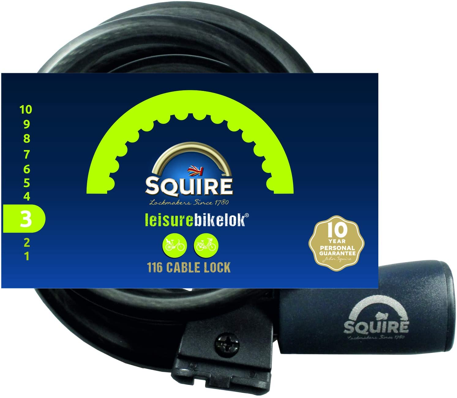 Henry Squire 116 Key Operated Cable Lock, 1800 mm Length x 10 mm Diameter, Black, 180 x 1 cm - Image 2