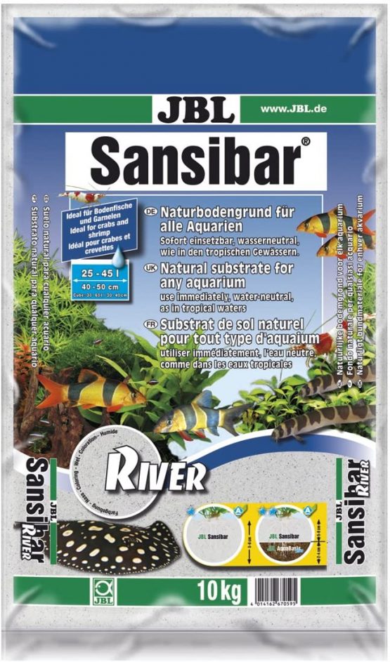 JBL Sansibar RIVER 10 kg, Light, fine substrate with black pebbles for freshwater and marine aquariums