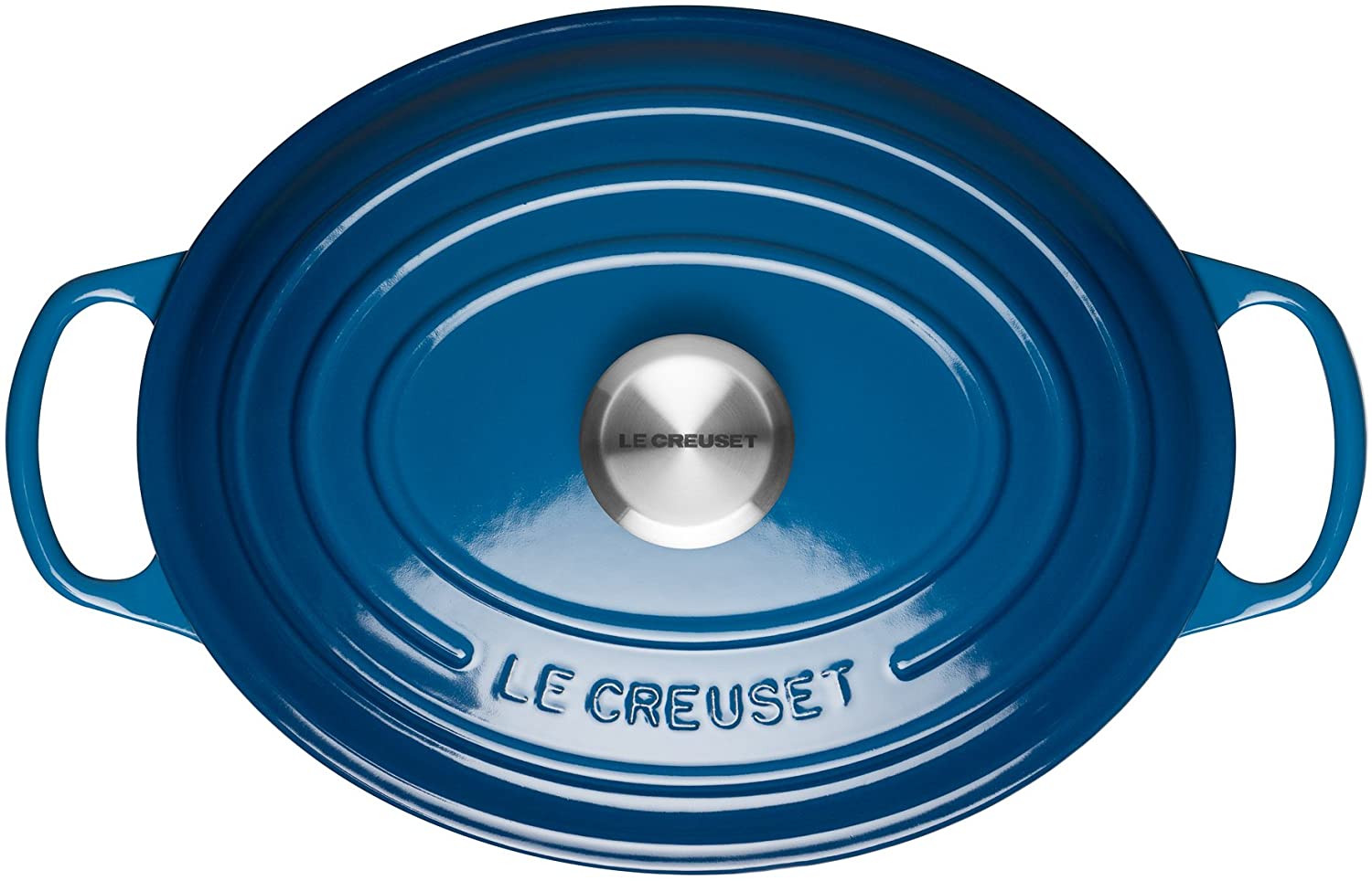 Le Creuset Signature Enamelled Cast Iron Casserole Dish with Lid - Oval, Marseille Blue, 25 cm, 3.2 Litres, 211782520 - Image 3
