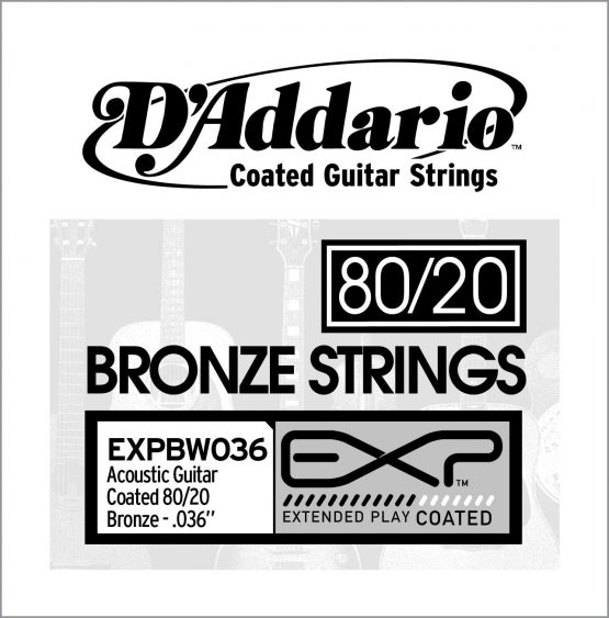 D'Addario .036 EXP Coated 80/20 Bronze Single String