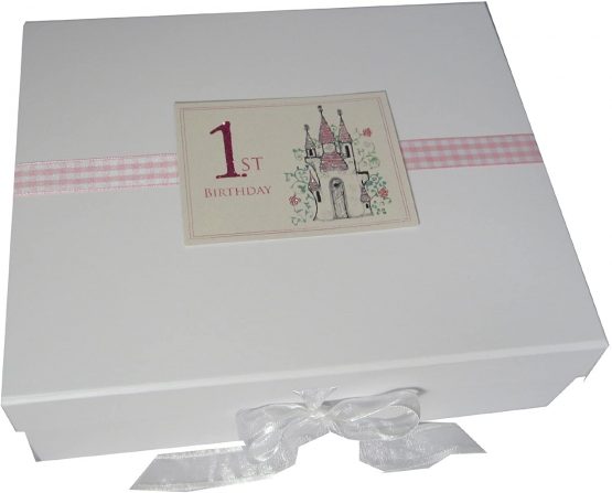 White Cotton Cards Princess Castle Age 1 Large Keepsake Box (Pink)