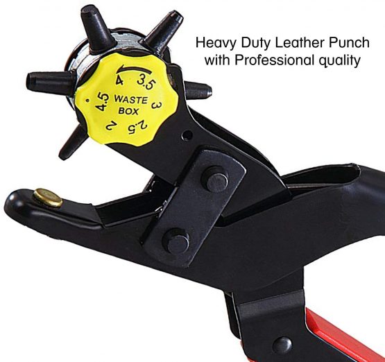 Leather Hole Punch, Belt hole puncher Heavy Duty Revolving Eyelet Plier Tool, Multi sized - 2mm to 4.5mm for Belts, Shoes, Cards, Crafts, Canvas, Bags, Soft plastics etc - Image 3