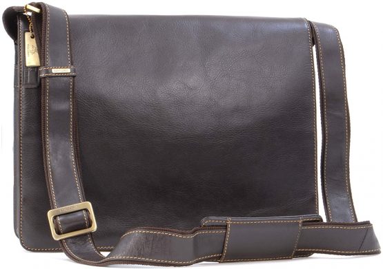 VISCONTI - Laptop Messenger Shoulder Bag - 13 to 14 Inch Laptop Bag - Hunter Leather - Office Work Organiser Bag - Multiple Pockets - 18548 - HARVARD - Mocha