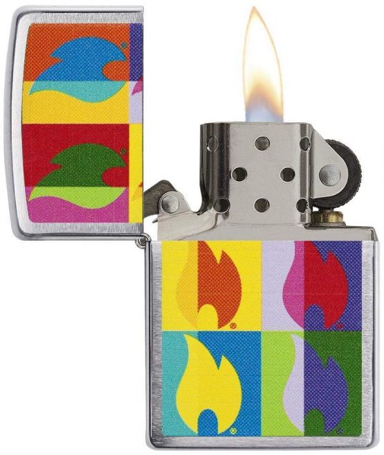 Zippo Unisex's Abctract Flame Design Windproof Pocket Lighter, Brushed Chrome, One Size - Image 3