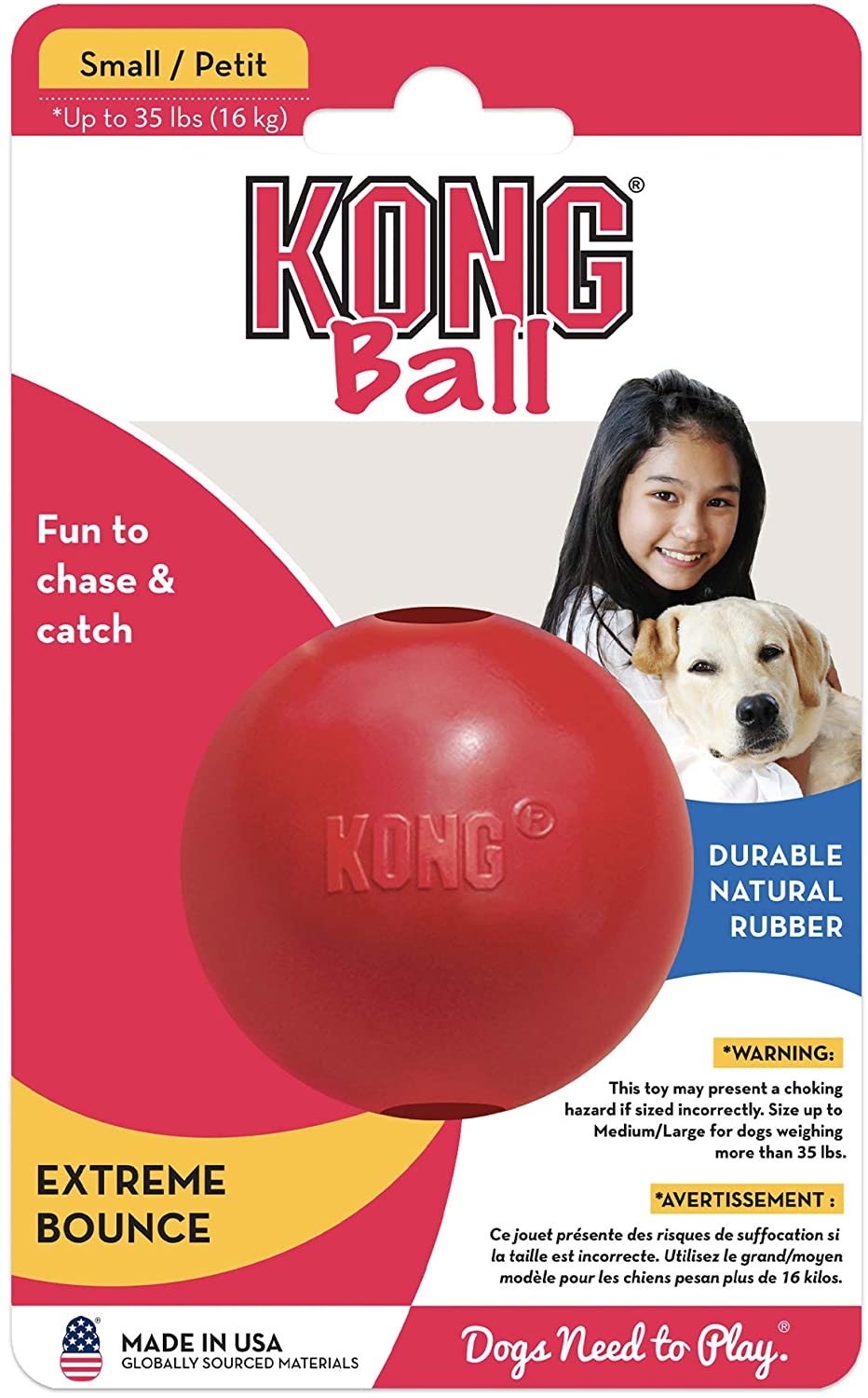 KONG Ball with Hole - Dog Fetch Toy - Classic Rubber Ball for Training and Playtime - for Small Dogs Red - Image 4