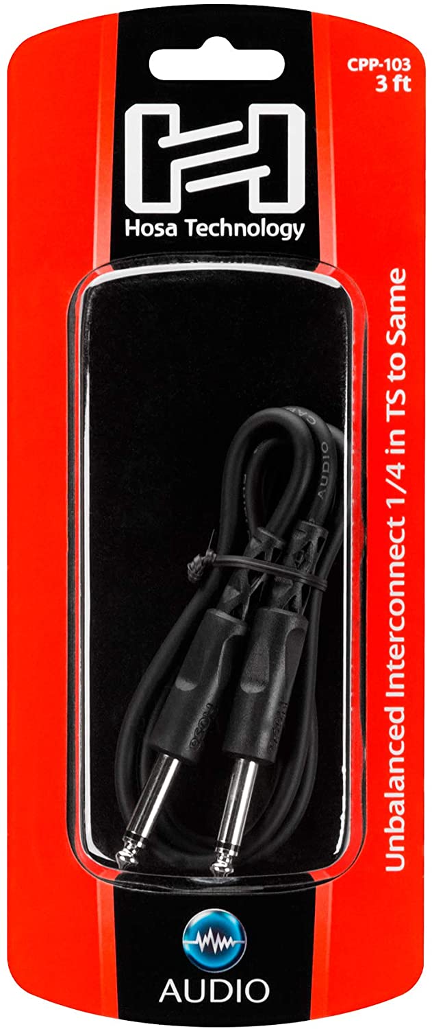 HosaTech CPP-103 3ft 1/4 inch TS to Same Unbalanced Interconnect Cable, Black, 3' - Image 3
