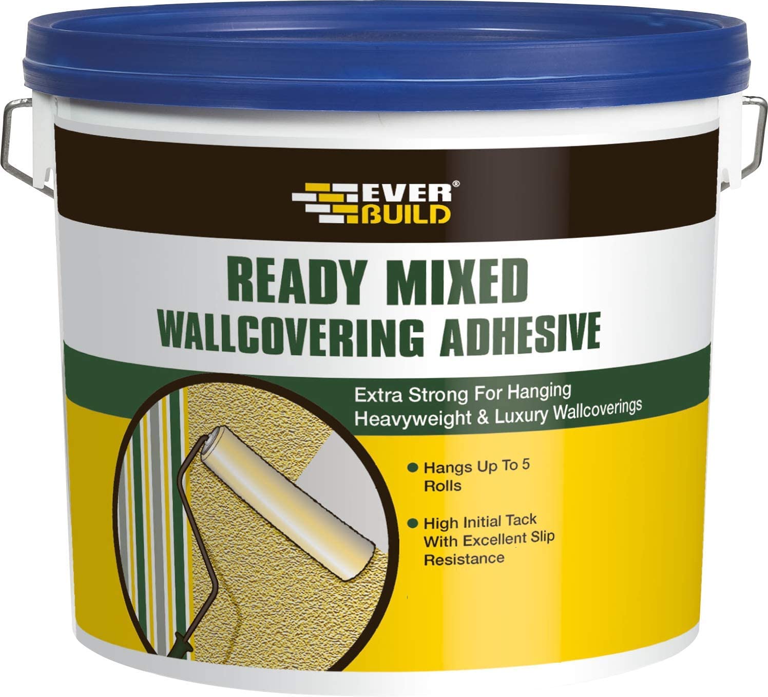 Everbuild Wall Covering Adhesive - Ready Mixed - Easy To Apply - Anti-Fungal - 4.5kg, Clear, 4.5 kg
