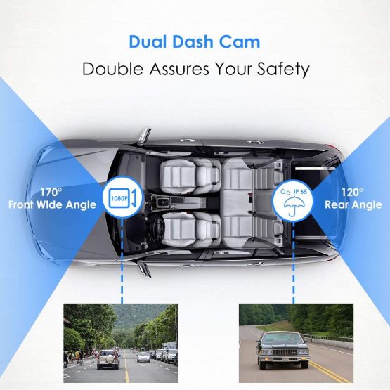 Mirror Dash Cam, 7" IPS Touch Screen 1080P Rotating Front Camera and Rear View Camera Dual Lens Dash Cams for Cars Dashboard Camera Car DVR Recorder G-Sensor Parking Monitor - Image 3