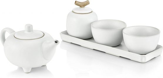 TEA SOUL Ru Ware Porcelain Tea Set, White, 33.5x19.2x10.2 cm