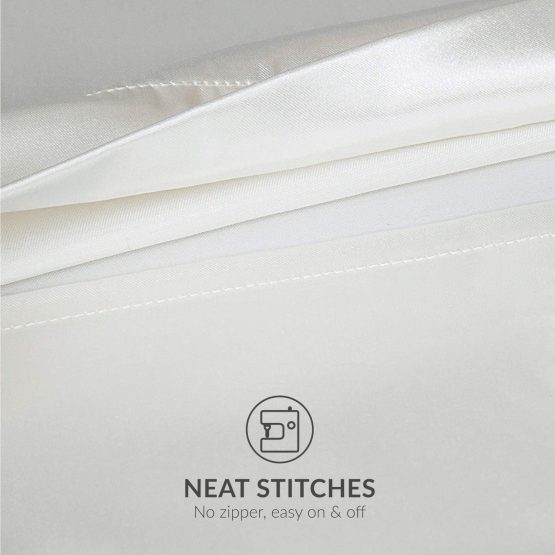 Bedsure Satin Pillow Cases 2 Pack - Ivory White Pillowcase for Hair and Skin Standard Size with Envelope Closure, 50 x 75 cm - Image 4