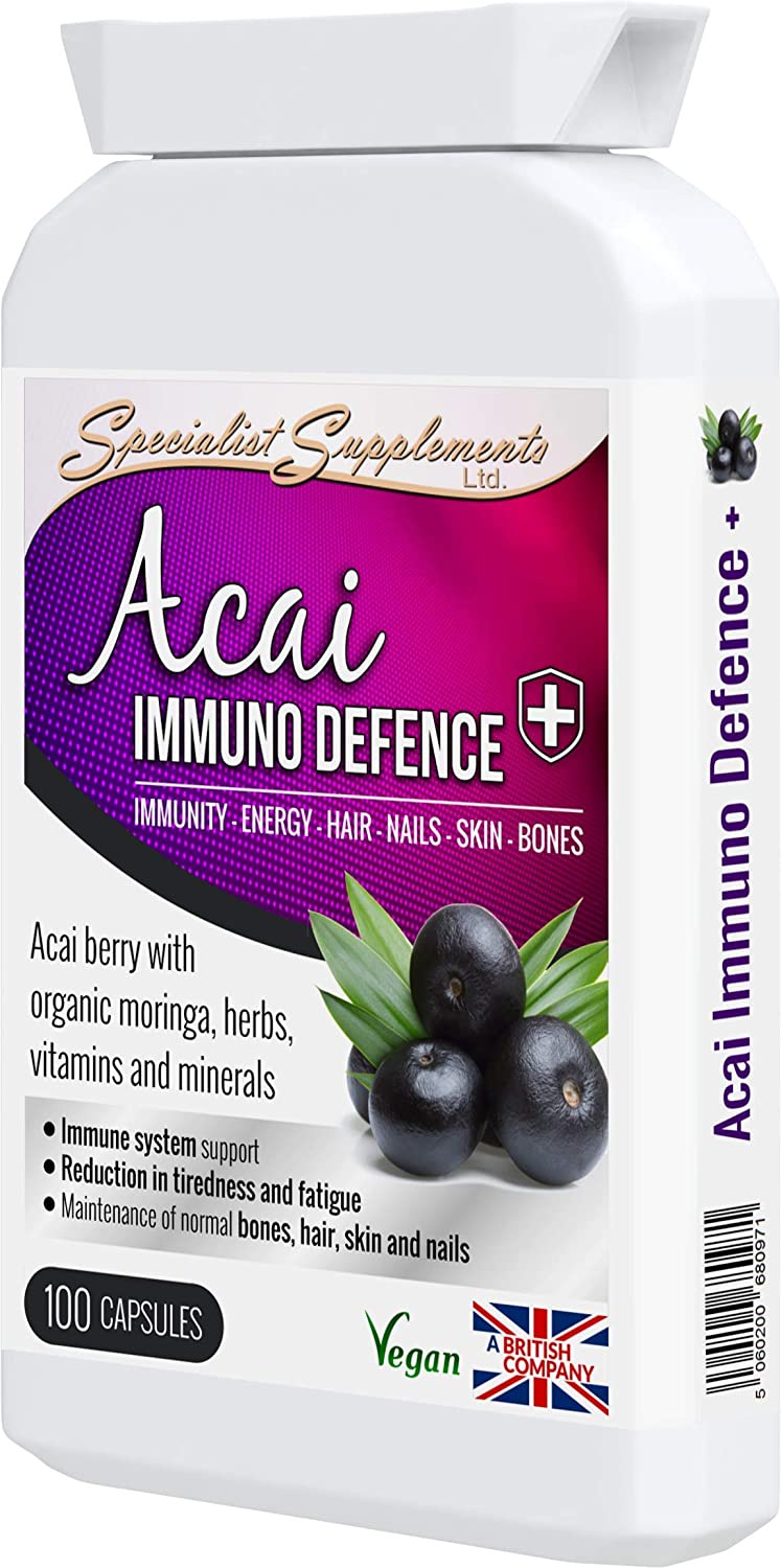 Specialist Supplements Acai Immuno Defence with Resveratrol, Vitamins and Minerals, 100 Capsules, Purple - Image 4