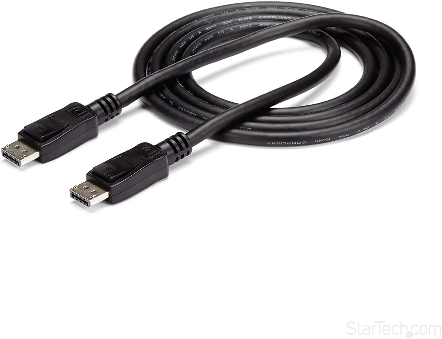 StarTech.com DisplayPort 1.2 Cable w/ Latches - 6ft / 2m - HBR2 - 4K x 2K Display - Certified DP to DP Video Cable M/M (DISPLPORT6L)