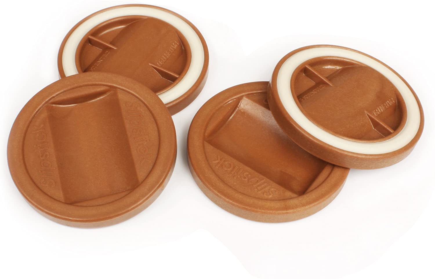 Slipstick CB840 Bed Roller / Furniture Wheel Gripper Castor Cups (Set of 4) 84 mm Round Caster Cup Floor Protectors, Caramel - Image 2