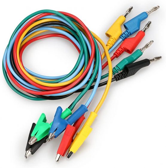 IGNPION 0.15”(4mm) 5PC Banana Plug to Crocodile Alligator Clip Test Probe Multimeter Probe Test Lead, Lead Wire Silicone Cable,39.37”(100cm) (5pcs colors) - Image 3