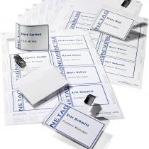 Durable Name Badge Set Visitor Assorted 20 Badges 60x90mm and 4 Insert Sheets Ref 8181-00