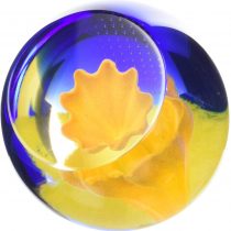 Caithness Glass U10038 Piece Crystal Daffodil Floral Charms Paperweight, Blue/ Yellow