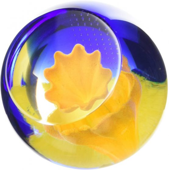 Caithness Glass U10038 Piece Crystal Daffodil Floral Charms Paperweight, Blue/ Yellow