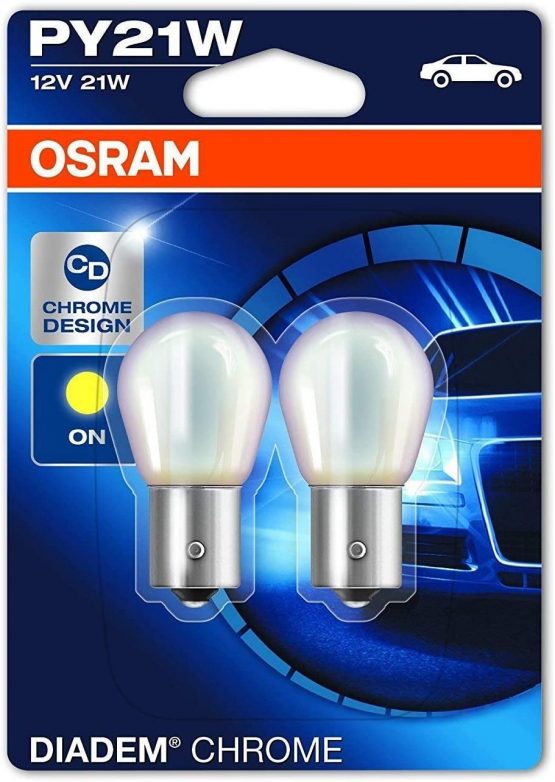 OSRAM DIADEM CHROME PY21W halogen, signallamp, turn signal light, 7507DC-02B, 12V, double blister 2 pieces