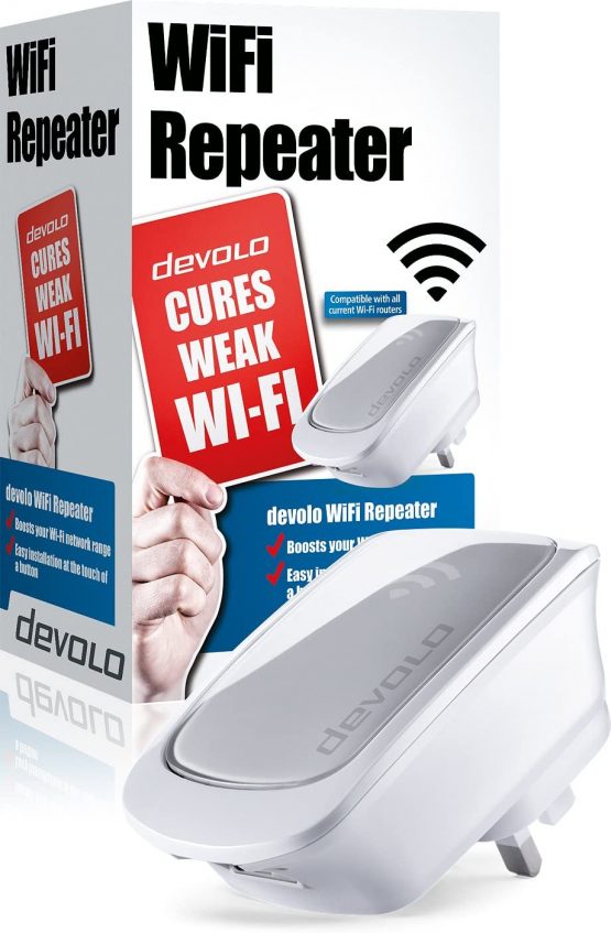 Devolo Wi-Fi Repeater (Speeds up to 300 Mbps, Easy Installation, Wi-Fi Amplifier, 1x LAN port, WPS, Whole Home Wi-Fi, Wi-Fi Signal Amplifier, Range Increaser, Wi-Fi Extender, Wi-Fi Booster)
