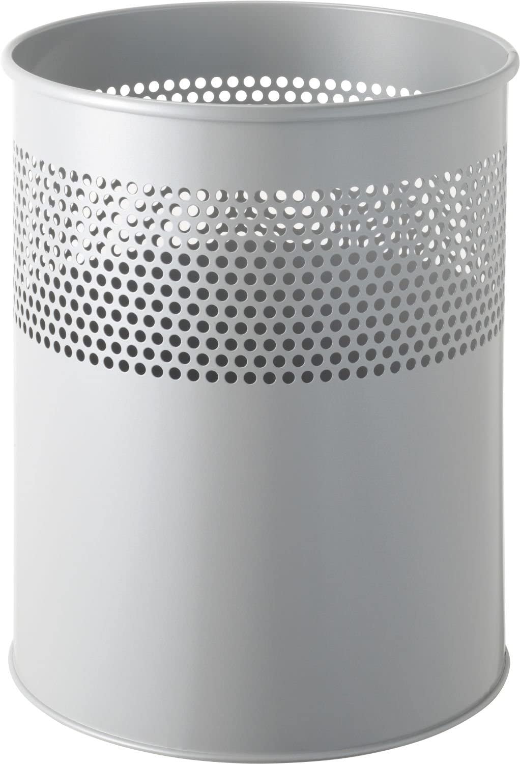 Helit H2515787 Waste Paper Bin 15 L Capacity Metal Perforated Design Aluminium Grey