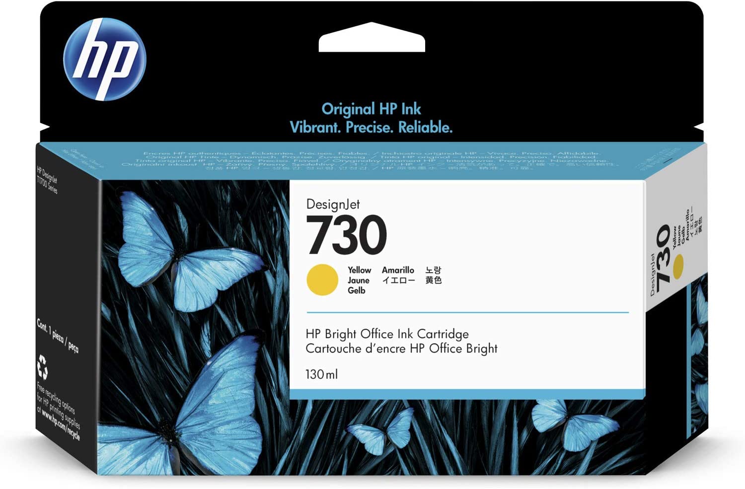 HP Cartouche d’Encre 730 DesignJet Jaune, 130 ml, Yellow, Standard Yield - Image 2