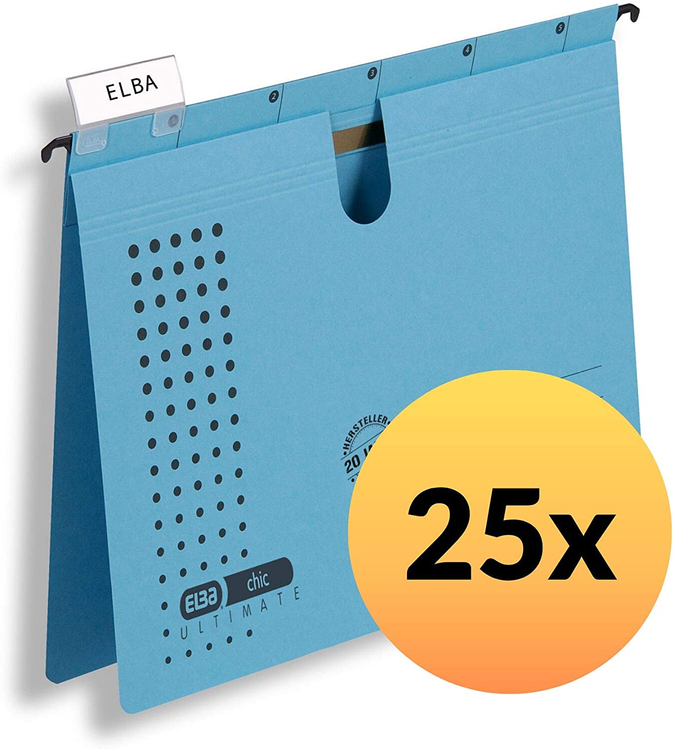 Elba Chic Ultimate 85741AZ Suspension File Folder Thumb Hole Loose Leaf System Pack of 25 Anthracite Suspension File chic ULTIMATE®