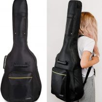Fineway Durable High Quality Black Padded Full Size 42 Inch Guitar Bag Carry Case - Protective Waterproof Cover for Acoustic Classical and Electric Guitars