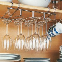 The Magic Toy Shop Under Shelf Stemware Wine Glass Holder Storage Rack Hanger Stainless Steel