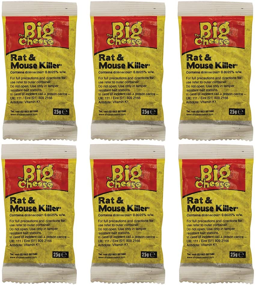 The Big Cheese Rat & Mouse Killer Grain Bait Sachet - 25g x 6 Kills Mice Pre-Measured Chew Through Sachet Difenacoum, Blue - Image 2
