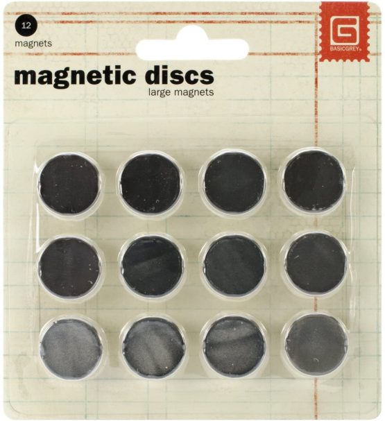 Basic Grey 1/32-inch Thick Magnetic Discs 0.625 1, Pack of 12