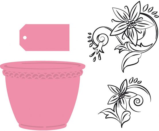 Marianne Design Die Cutting Collectables Flower Pot, Metal, Pink, 7 x 5.7 x 0.4 cm