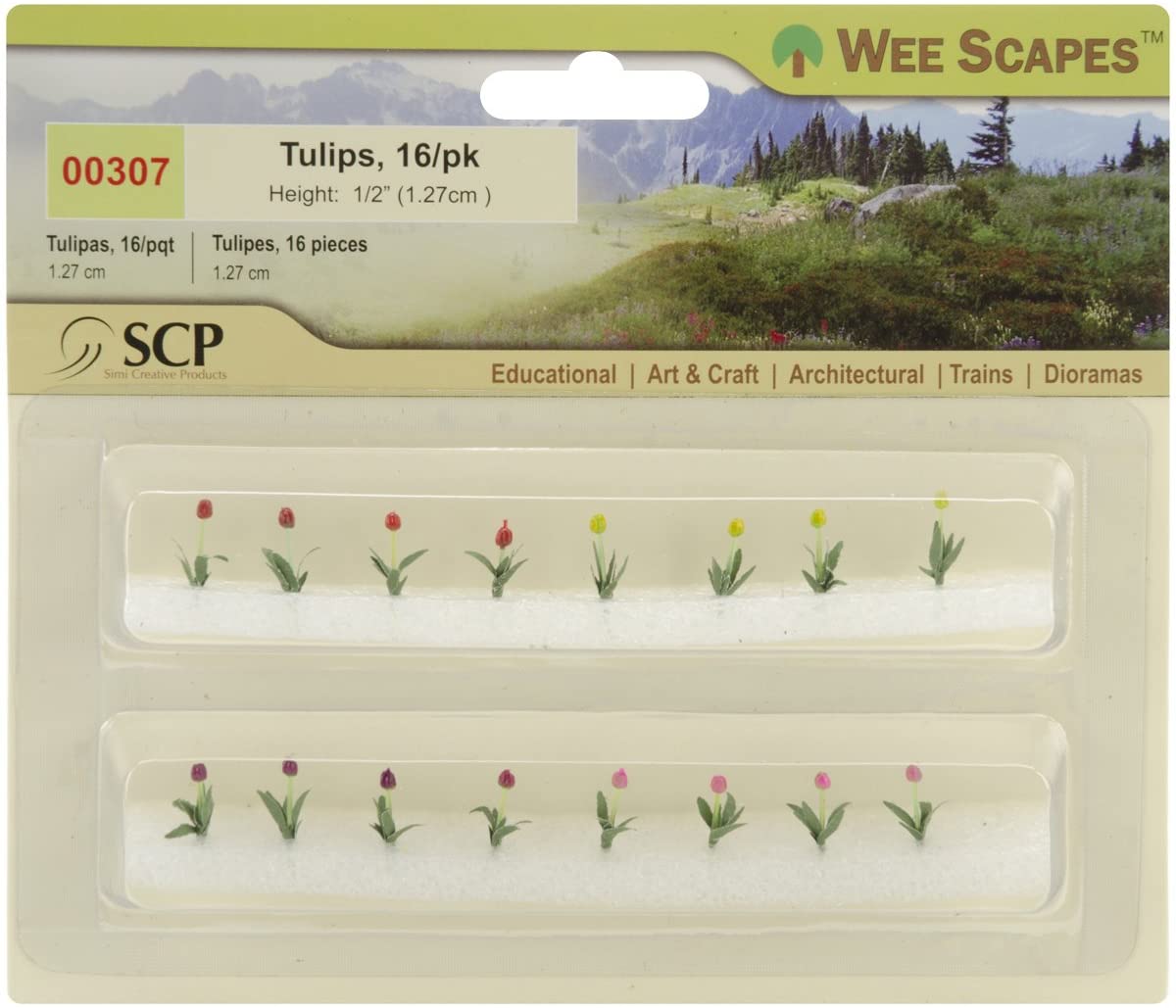 SCP Tulips .5-inch 16/Pkg, Other, Multicoloured, 1.27 x 15.24 x 12.95 cm, Multicolor